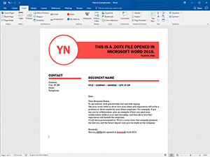 Microsoft Word 2016中.dotx文件的屏幕截图