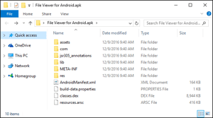 提取後Windows資源管理器中.apk文件的屏幕快照